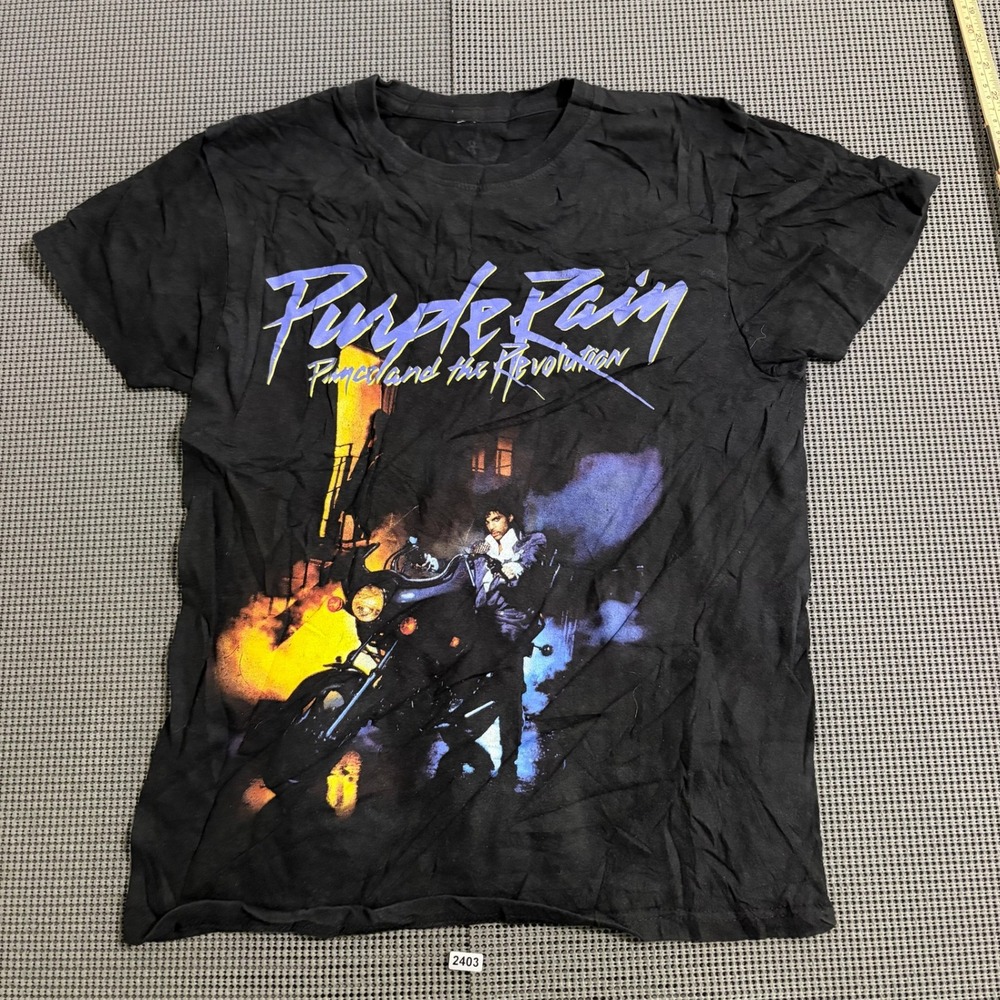 Prince Purple Rain Graphic T-Shirt Black Size S Official Merchandise